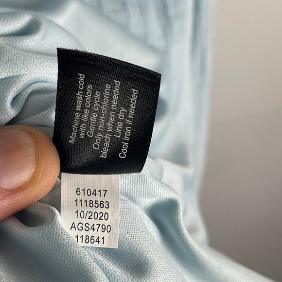 Lane Bryant Night Sky Blue Tiered Crepe Maxi Dress Colorblock Long Sleeve SZ 16 - Picture 9 of 13